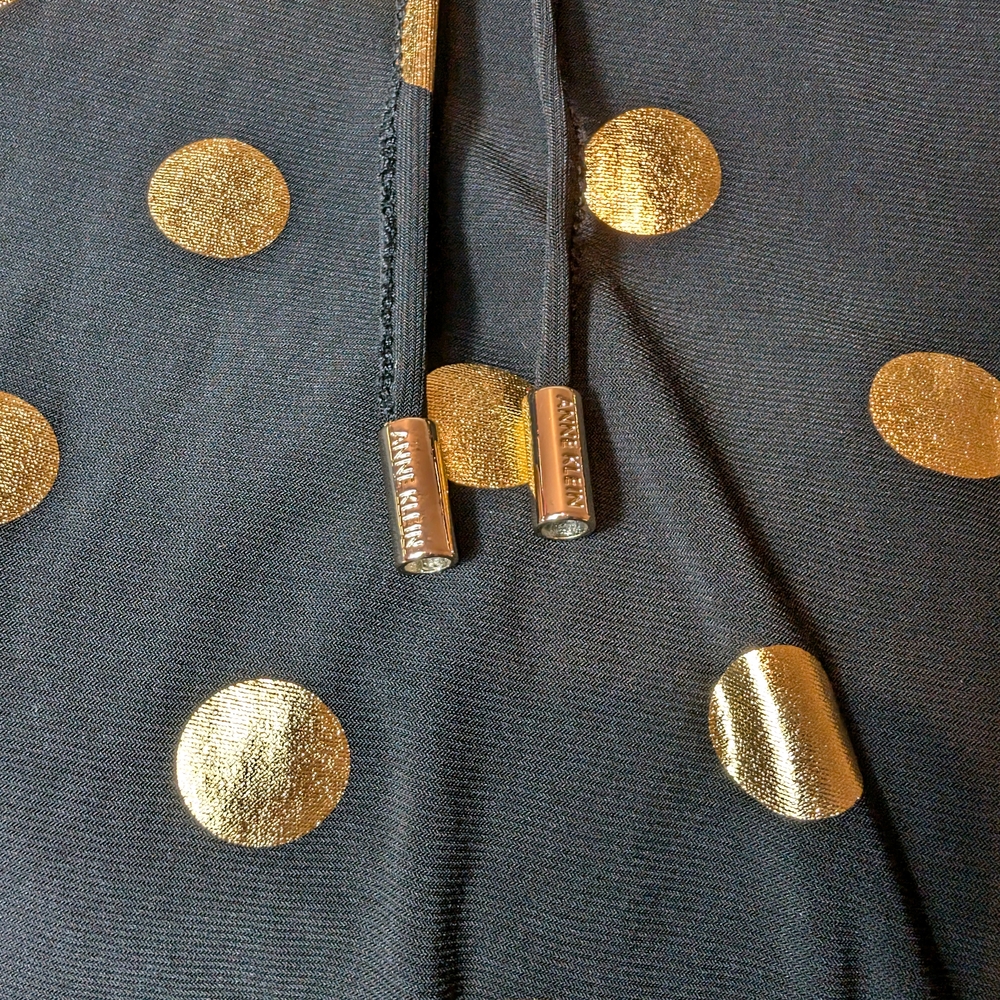 Black and Gold Polka Dot Women's Top - Picture 11 of 12